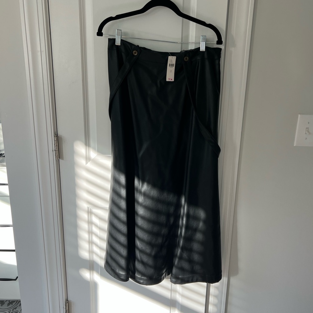 Black Leather Women's Skirt with Straps
